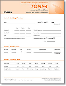 TONI-4 Form B Answer Booklet and Record Forms (50)